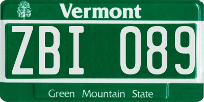 VT license plate ZBI089