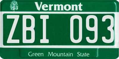 VT license plate ZBI093