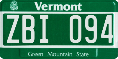 VT license plate ZBI094