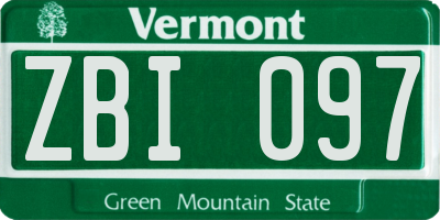 VT license plate ZBI097