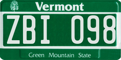 VT license plate ZBI098