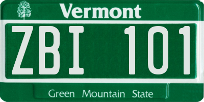 VT license plate ZBI101