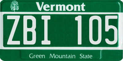 VT license plate ZBI105