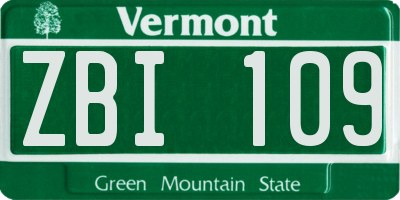 VT license plate ZBI109