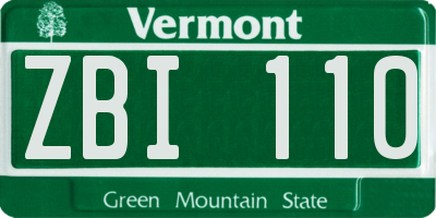 VT license plate ZBI110