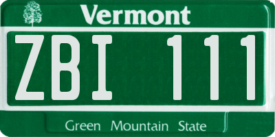 VT license plate ZBI111