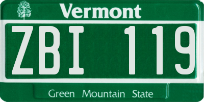 VT license plate ZBI119