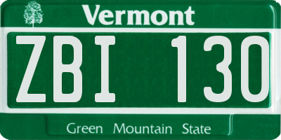 VT license plate ZBI130