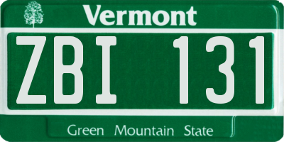 VT license plate ZBI131