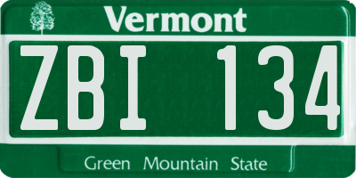 VT license plate ZBI134