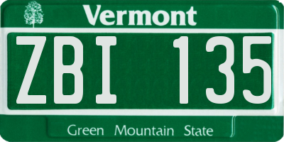 VT license plate ZBI135