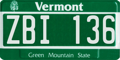 VT license plate ZBI136