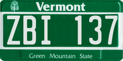 VT license plate ZBI137