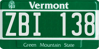 VT license plate ZBI138