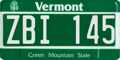 VT license plate ZBI145