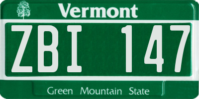 VT license plate ZBI147