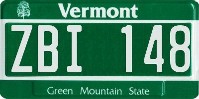 VT license plate ZBI148