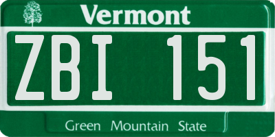 VT license plate ZBI151