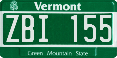 VT license plate ZBI155