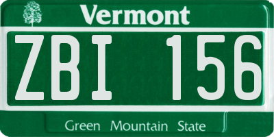 VT license plate ZBI156