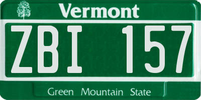 VT license plate ZBI157