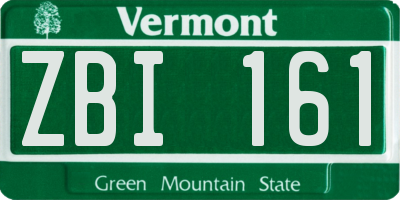 VT license plate ZBI161