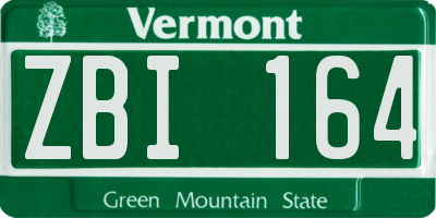 VT license plate ZBI164