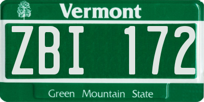VT license plate ZBI172