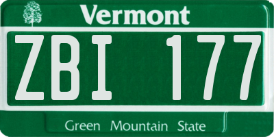 VT license plate ZBI177