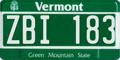 VT license plate ZBI183