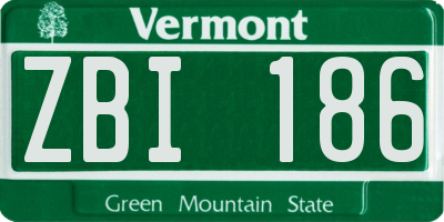 VT license plate ZBI186