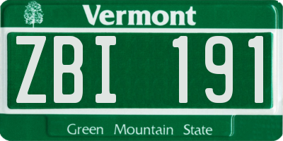 VT license plate ZBI191