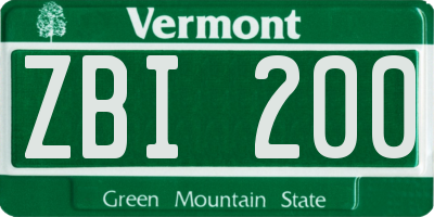 VT license plate ZBI200