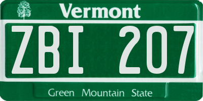 VT license plate ZBI207