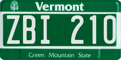 VT license plate ZBI210