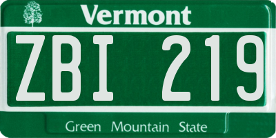 VT license plate ZBI219