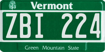VT license plate ZBI224