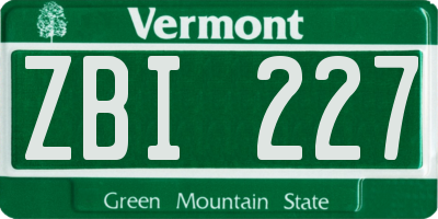 VT license plate ZBI227
