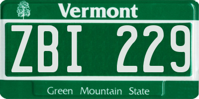 VT license plate ZBI229