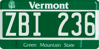 VT license plate ZBI236