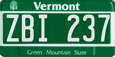 VT license plate ZBI237