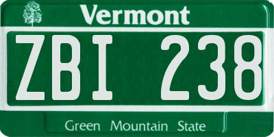 VT license plate ZBI238