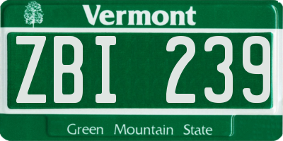 VT license plate ZBI239