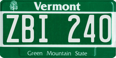 VT license plate ZBI240