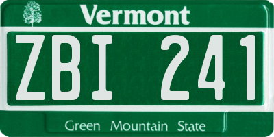 VT license plate ZBI241