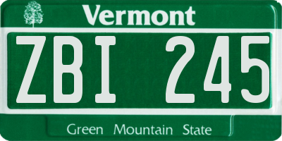 VT license plate ZBI245