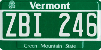 VT license plate ZBI246