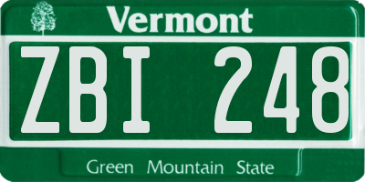VT license plate ZBI248