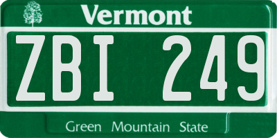 VT license plate ZBI249