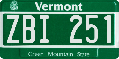 VT license plate ZBI251